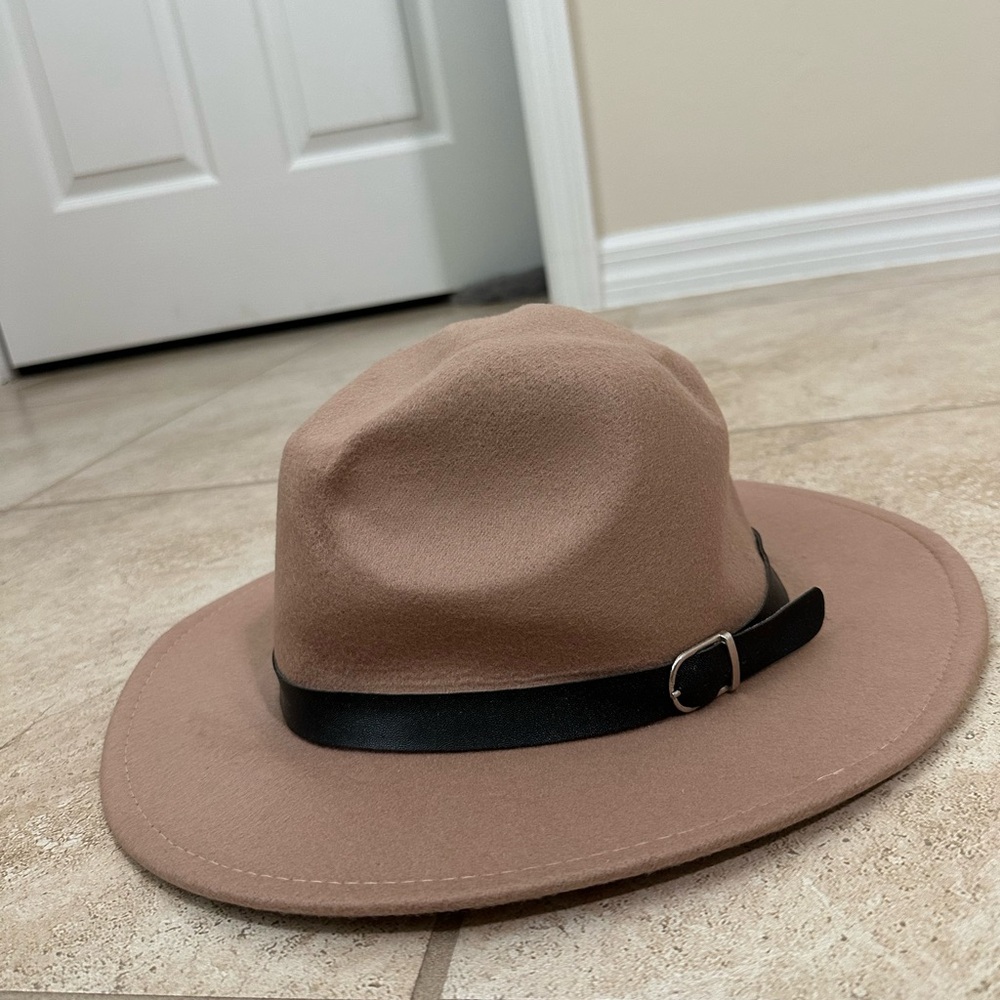 Brown Wide Brim Hat with Black Band